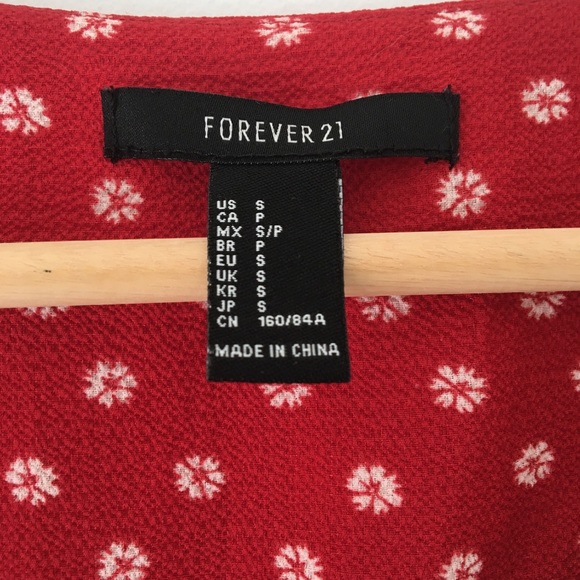 Forever 21 Red Flower Print Dress Size Small - Picture 4 of 4